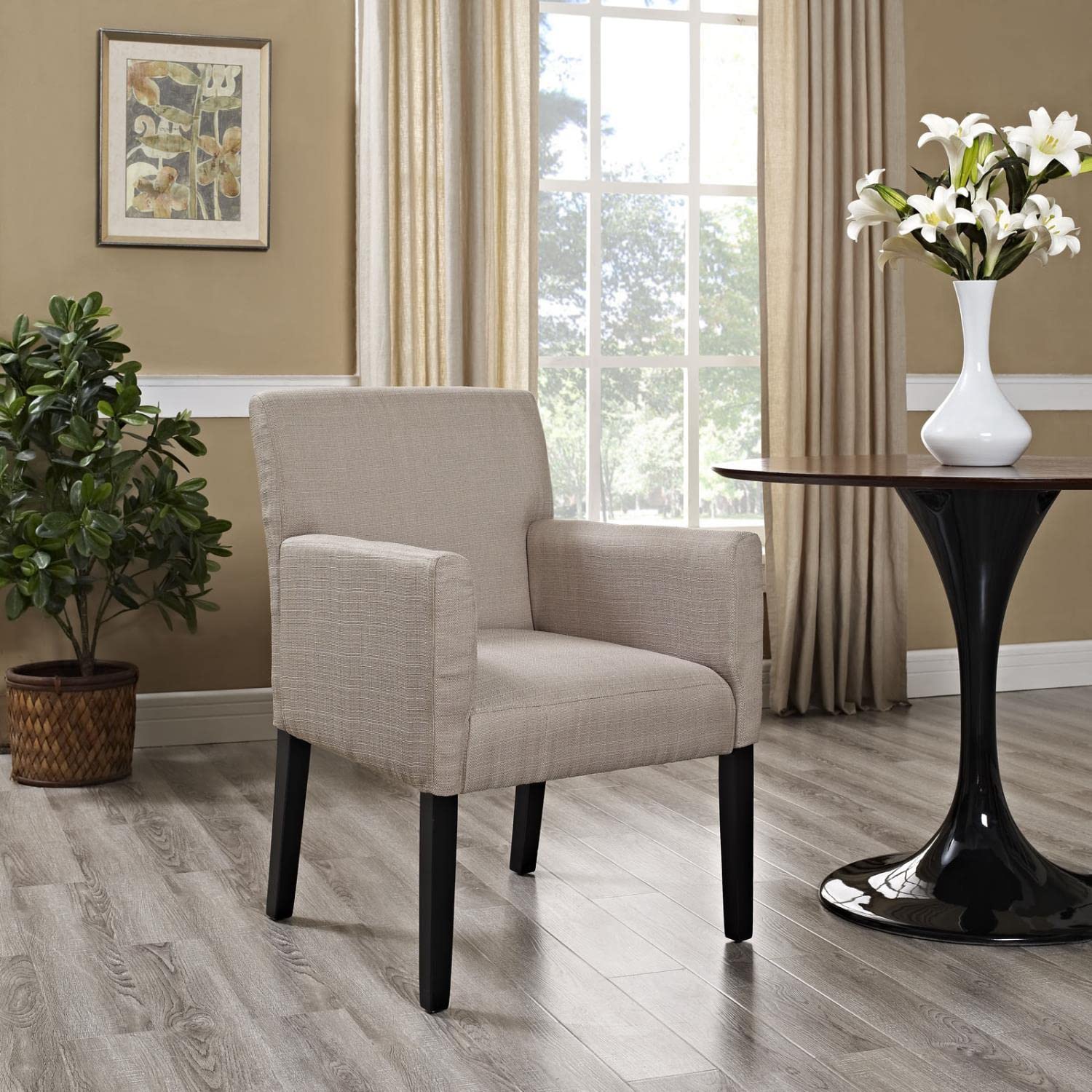 home office desk chairs | CasaFoyer Chloe Wood Legged Armchair Set of 4 | Versatile Design | Comfortable Fabric | Dark Wooden Legs | Perfect for Dining, Office, or Living Room | Neutral Style | Stylish Investment | casafoyer.myshopify.com