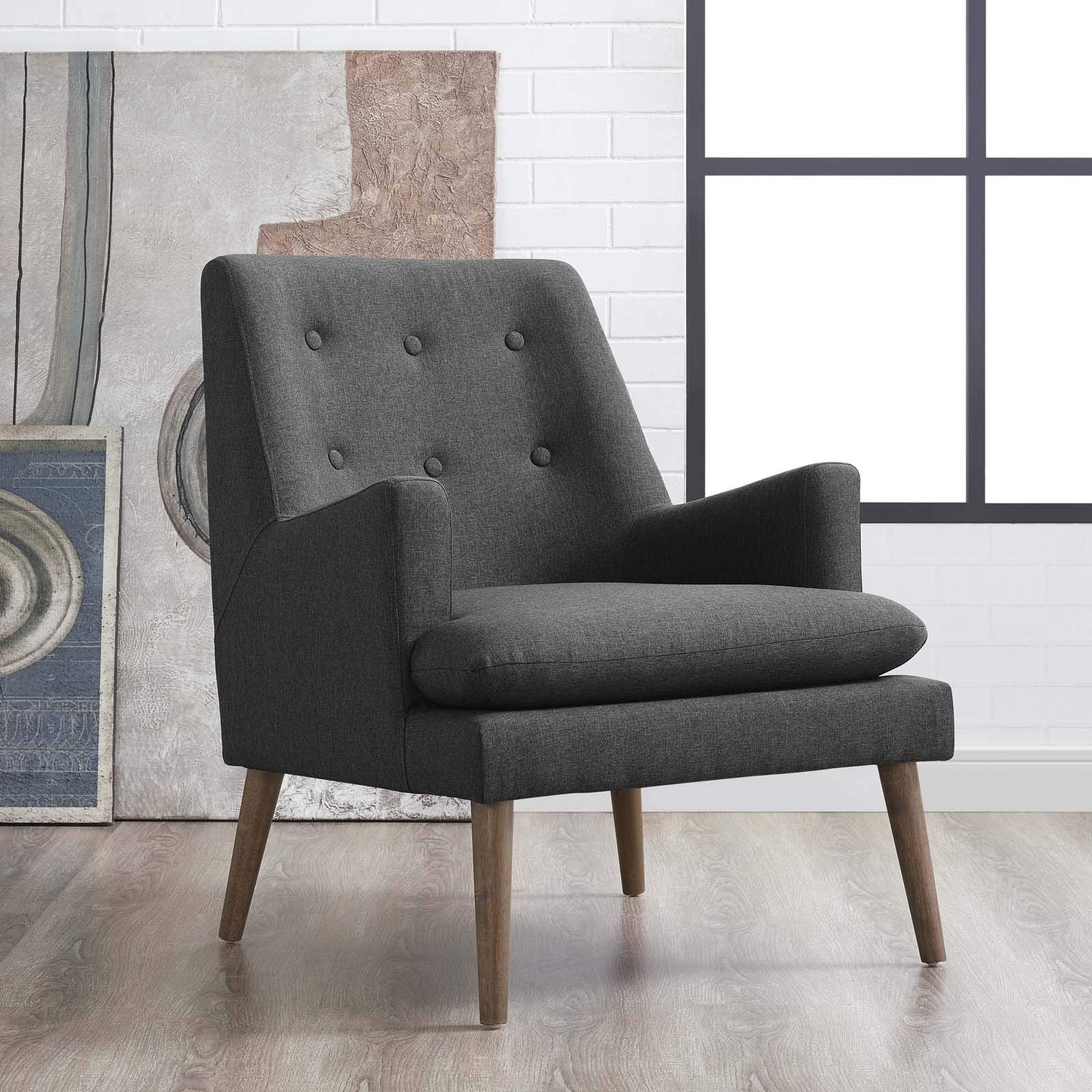 home office desk chairs | CasaFoyer Leisure Lounge Chair | Mid-Century Modern | High-Density Foam Seat | Button Tufted Back | Walnut-Stained Wood Legs | Stylish & Comfortable | Supports up to 331 lbs | casafoyer.myshopify.com