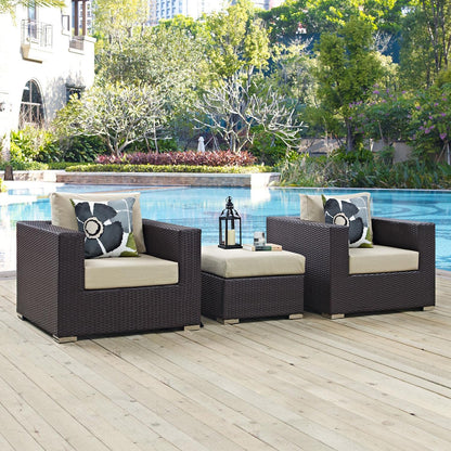 kitchen and dining room sets | CasaFoyer Convene Outdoor Sectional Set | Durable Rattan & Aluminum Frame | Weather-Resistant Cushions | Includes Ottoman & Armchairs | casafoyer.myshopify.com