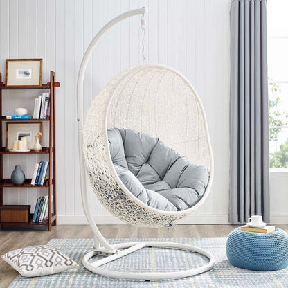 porch swings | Ergode Hide Swing Chair | All-Weather Sunbrella Cushion | Indoor/Outdoor Patio, Porch, Backyard, Poolside Decor | UV Resistant | White Gray | casafoyer.myshopify.com