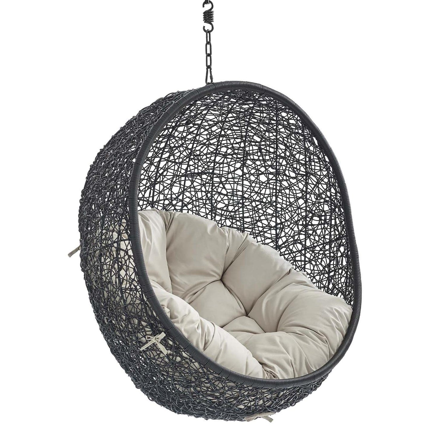 porch swings | Ergode Encase Outdoor Patio Swing Chair | Exotic Island Tranquility | Synthetic Rattan | All-Weather Cushion | Powder-Coated Steel Frame | Adjustable Chain | Patio, Backyard, Porch, Poolside | Indoor/Outdoor Use | Sunbrella Fabric | (Black Beige) | casafoyer.myshopify.com