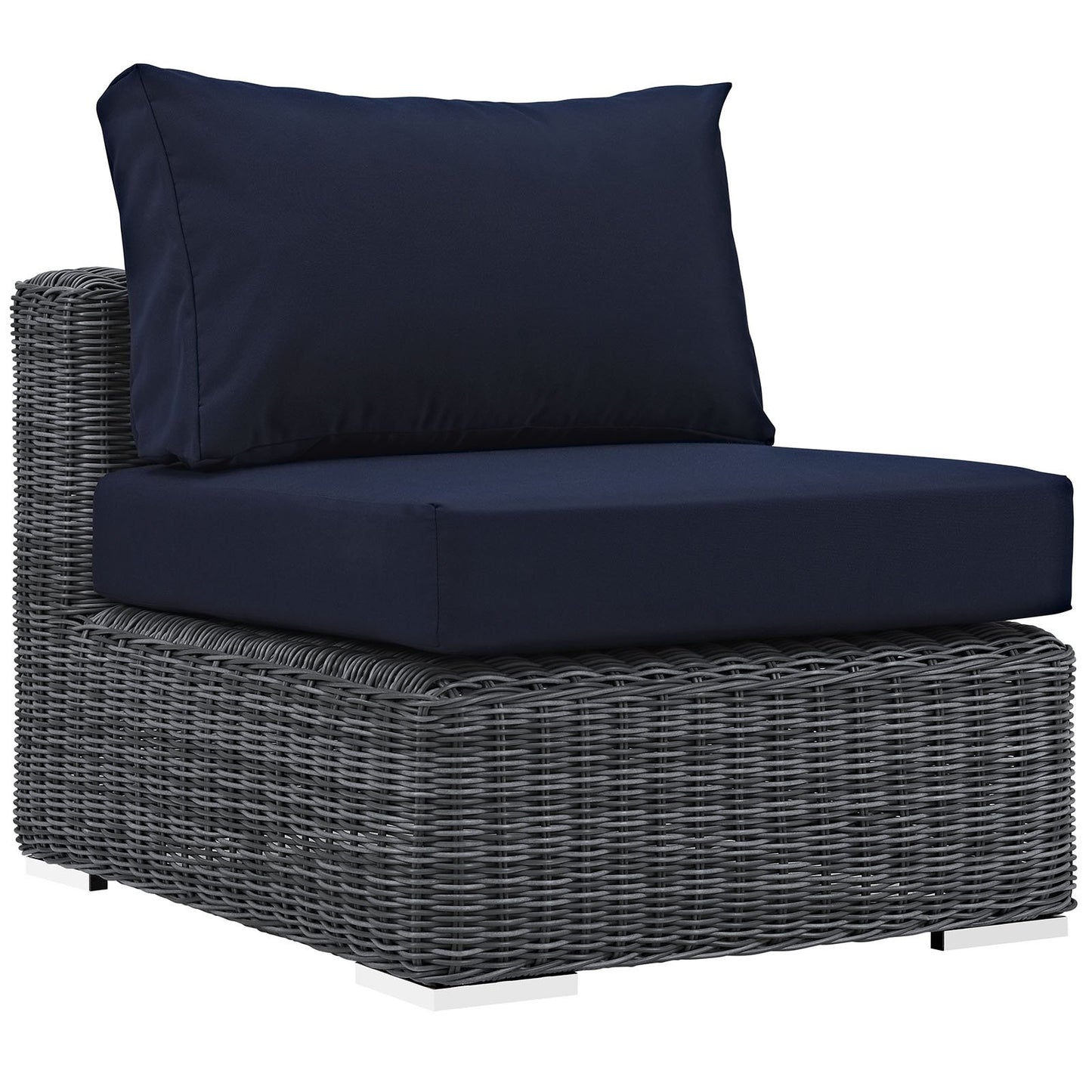 Patio Furniture Sets | Summon Outdoor Patio Armless Sectional Sofa Chair | Two-Tone Rattan | Sunbrella Cushions | UV Protection | Aluminum Frame | Perfect for Patio, Backyard, Poolside | casafoyer.myshopify.com
