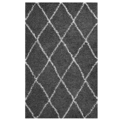 area rugs | CasaFoyer  Toryn Diamond Trellis Shag Area Rug | Dark Gray/Ivory | 5x8 ft | Durable Polypropylene | Non-Shedding | High Density | Easy to Clean | Safe for Kids/Pets | Enhance Your Home | casafoyer.myshopify.com