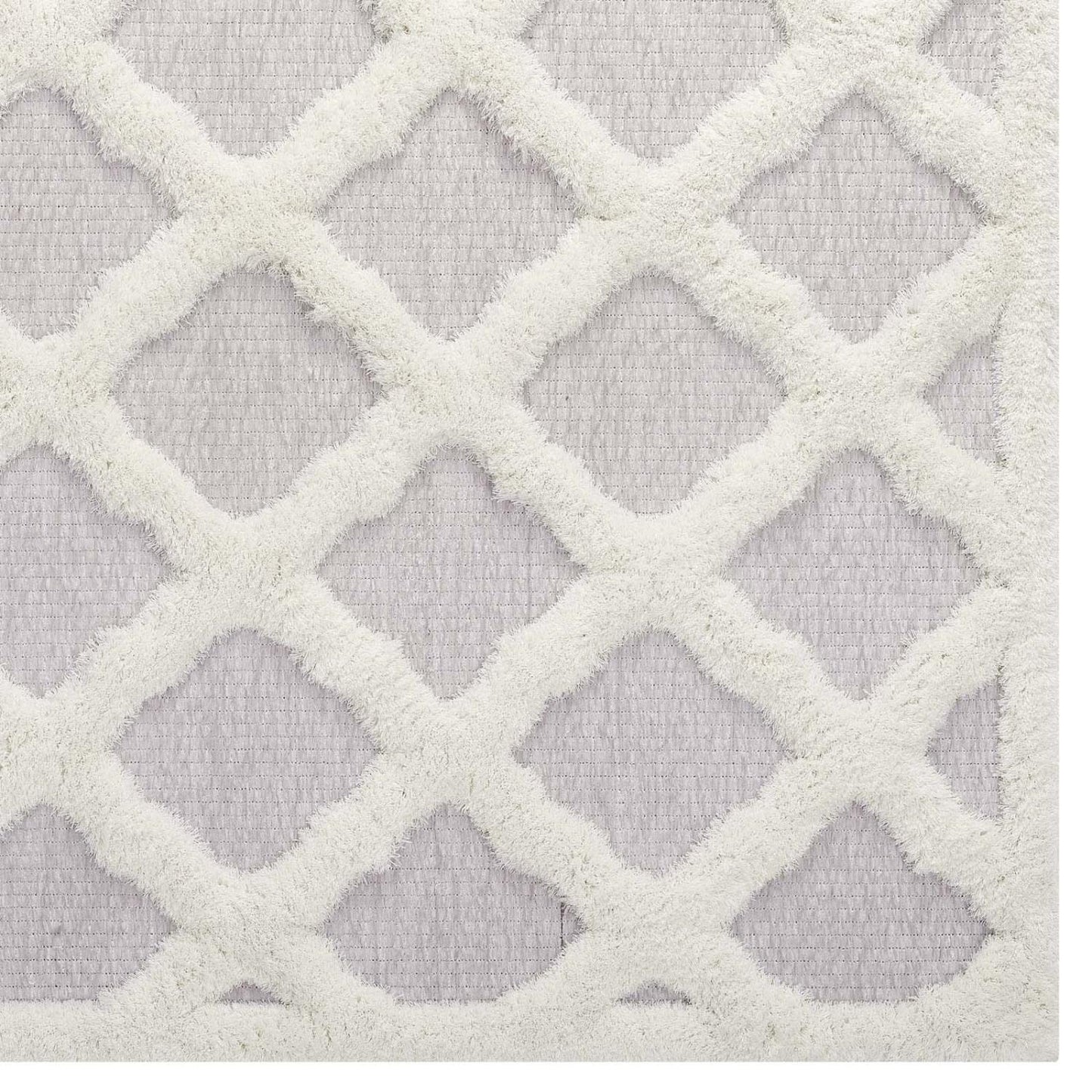 area rugs | CasaFoyer Regale Abstract Moroccan Trellis 5x8 Shag Area Rug | Elegant Ivory & Light Gray | Luxurious Polyester & Chenille Blend | Durable & Family-Friendly | Lively Lattice Motif | Soft & Inviting | Easy to Maintain | casafoyer.myshopify.com