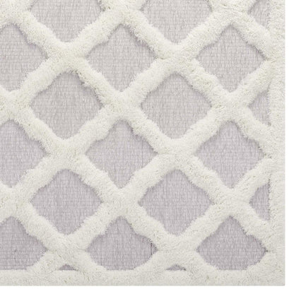 area rugs | CasaFoyer Regale Abstract Moroccan Trellis 5x8 Shag Area Rug | Elegant Ivory & Light Gray | Luxurious Polyester & Chenille Blend | Durable & Family-Friendly | Lively Lattice Motif | Soft & Inviting | Easy to Maintain | casafoyer.myshopify.com