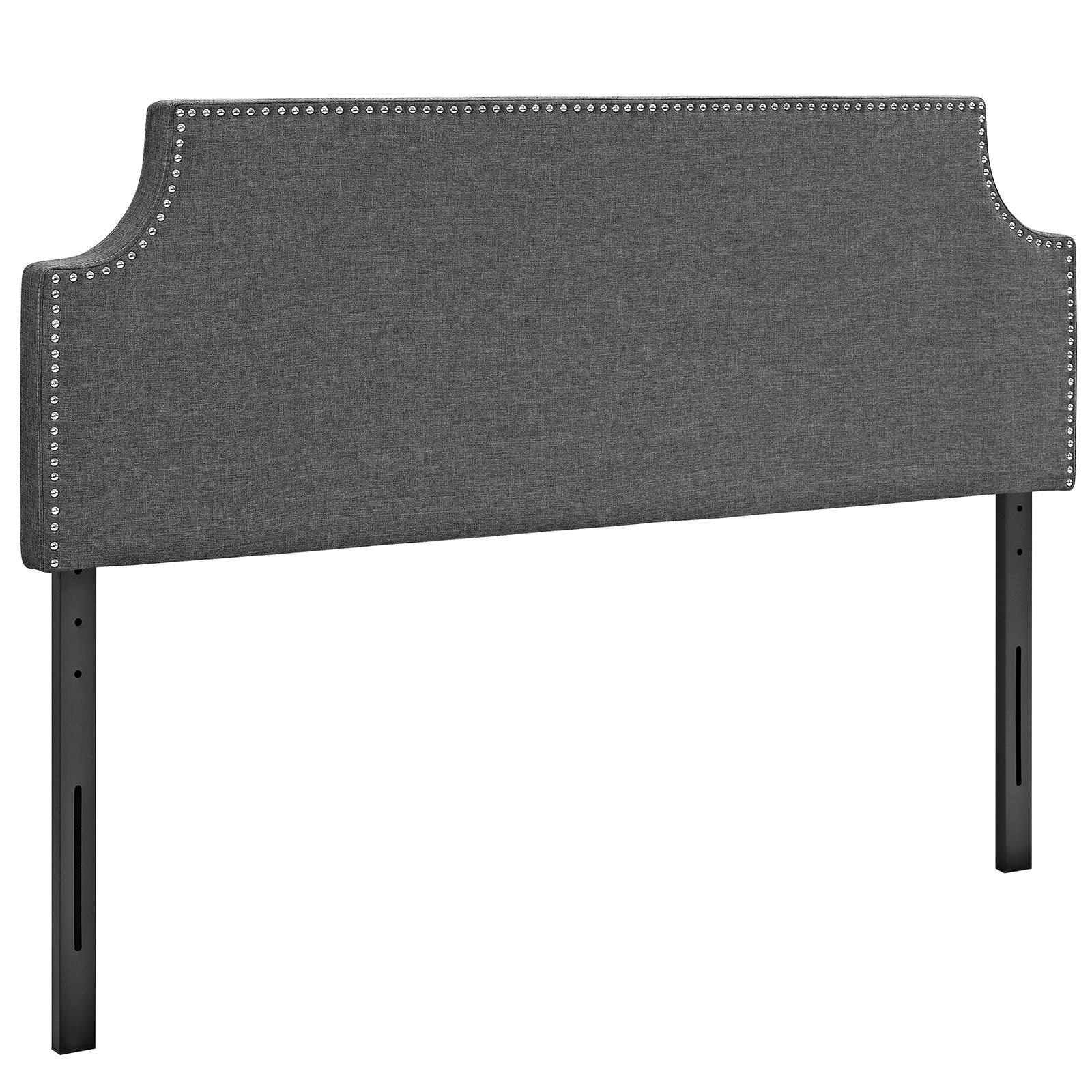 Bed | CasaFoyer  Laura Full Upholstered Fabric Headboard | Sleek Design | Solid Wood Frame | Adjustable Legs | Luxurious Linen Fabric | Gray | casafoyer.myshopify.com