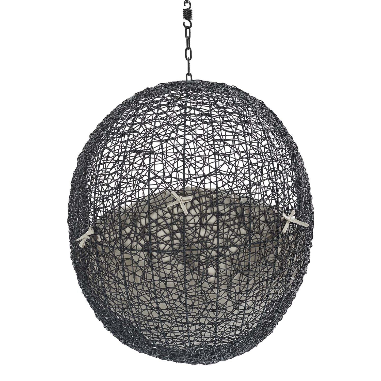 porch swings | Ergode Encase Outdoor Patio Swing Chair | Exotic Island Tranquility | Synthetic Rattan | All-Weather Cushion | Powder-Coated Steel Frame | Adjustable Chain | Patio, Backyard, Porch, Poolside | Indoor/Outdoor Use | Sunbrella Fabric | (Black Beige) | casafoyer.myshopify.com