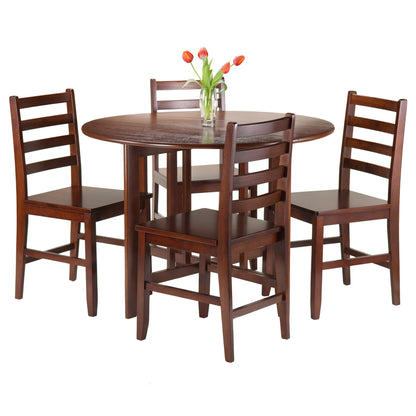 childrens table and chair sets | CasaFoyer Alamo Round Drop Leaf Table | 4 Hamilton Chairs | Small Spaces | Solid Wood | Easy Assembly | Walnut Finish | casafoyer.myshopify.com