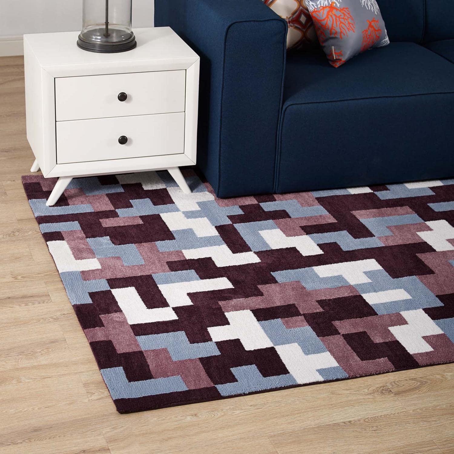 Carpet & Rugs | CasaFoyer Andela Geometric Mosaic Area Rug | Modern & Elegant Design | Soft Polyester Microfiber | Jute Fabric Bottom | Durable & Non-Shedding | Stain Resistant | Easy to Maintain | 8x10 Size | casafoyer.myshopify.com