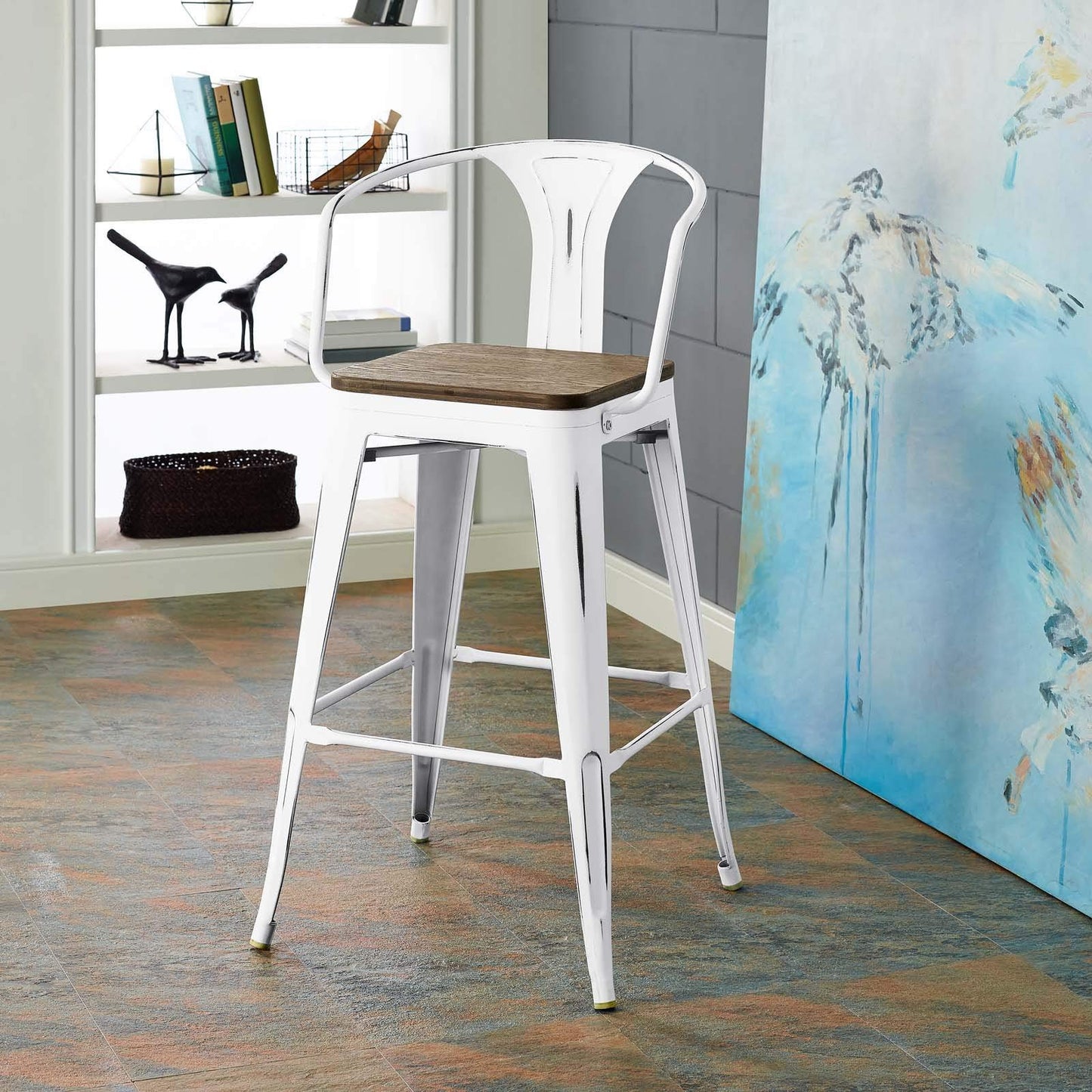barstools | CasaFoyer Promenade Arm Bamboo & Metal Bar Stool | Vintage Steel Finish | Industrial Modern Aesthetics | Exceptional Craftsmanship | Enhance Dining Experience | Versatile | Includes 1 Stool | casafoyer.myshopify.com