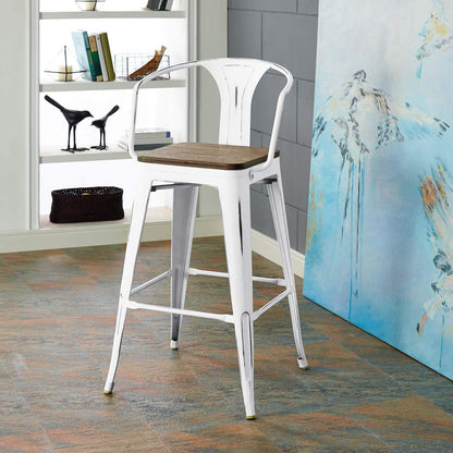 barstools | CasaFoyer Promenade Arm Bamboo & Metal Bar Stool | Vintage Steel Finish | Industrial Modern Aesthetics | Exceptional Craftsmanship | Enhance Dining Experience | Versatile | Includes 1 Stool | casafoyer.myshopify.com