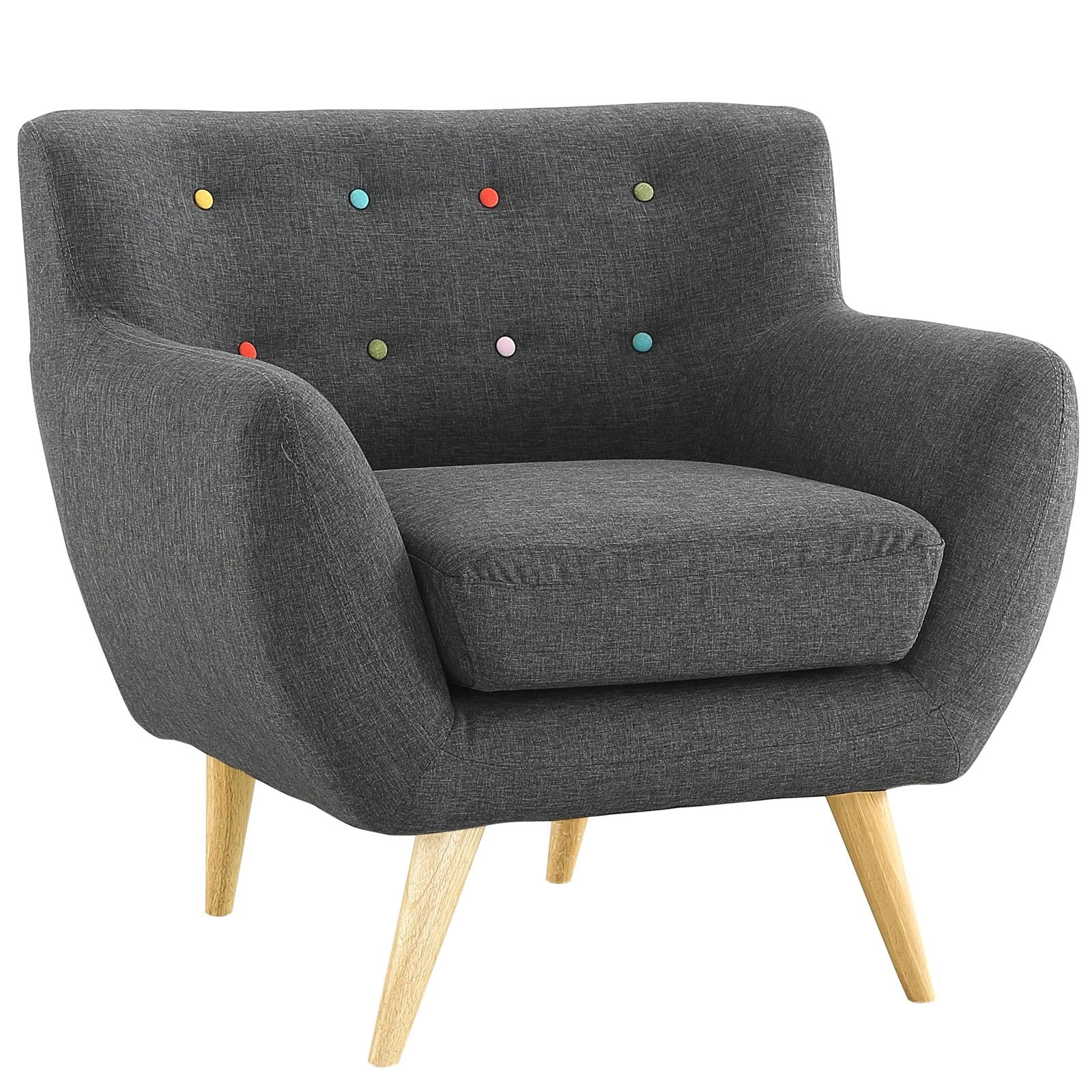 Chair | Luxury | Dual Cushion Armchair | Mid-Century Inspired Design | Natural Wood Legs | Polyester Upholstery | Gray | Modern & Sophisticated | casafoyer.myshopify.com