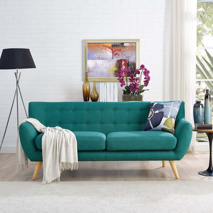 Sofa & chair Sets | Exquisite Remark Sofa | Luxurious & Stylish | Organic Shape | Mid-Century Inspired Legs | Polyester Upholstery | Fine Stitched Buttons | Teal Color | casafoyer.myshopify.com