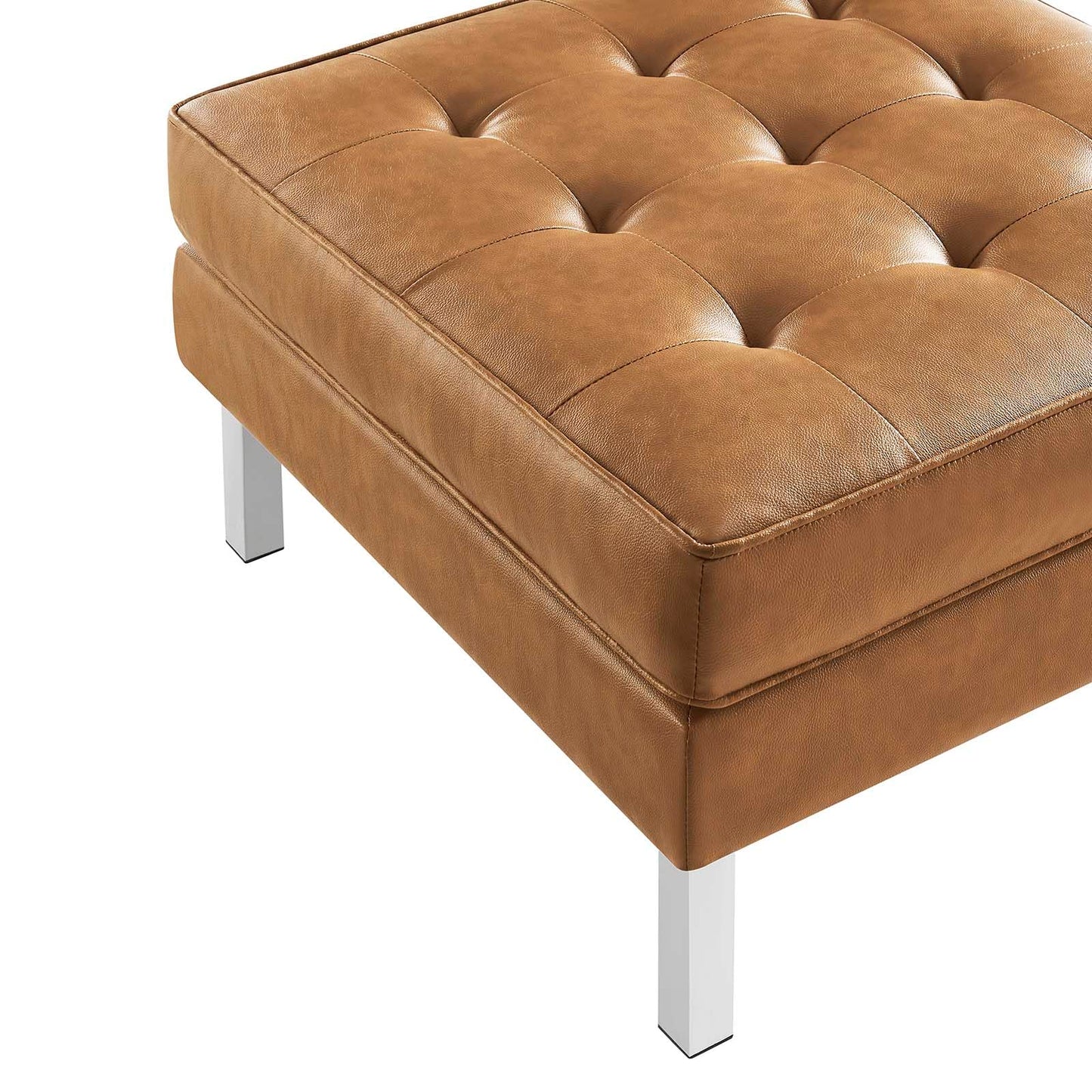 home office desk chairs | CasaFoyer Loft Tufted Button Faux Leather Ottoman | Luxurious Upholstery | Sleek Design | Stainless Steel Frame | Perfect for Sophisticated Living Rooms | 300 lb Weight Capacity | casafoyer.myshopify.com