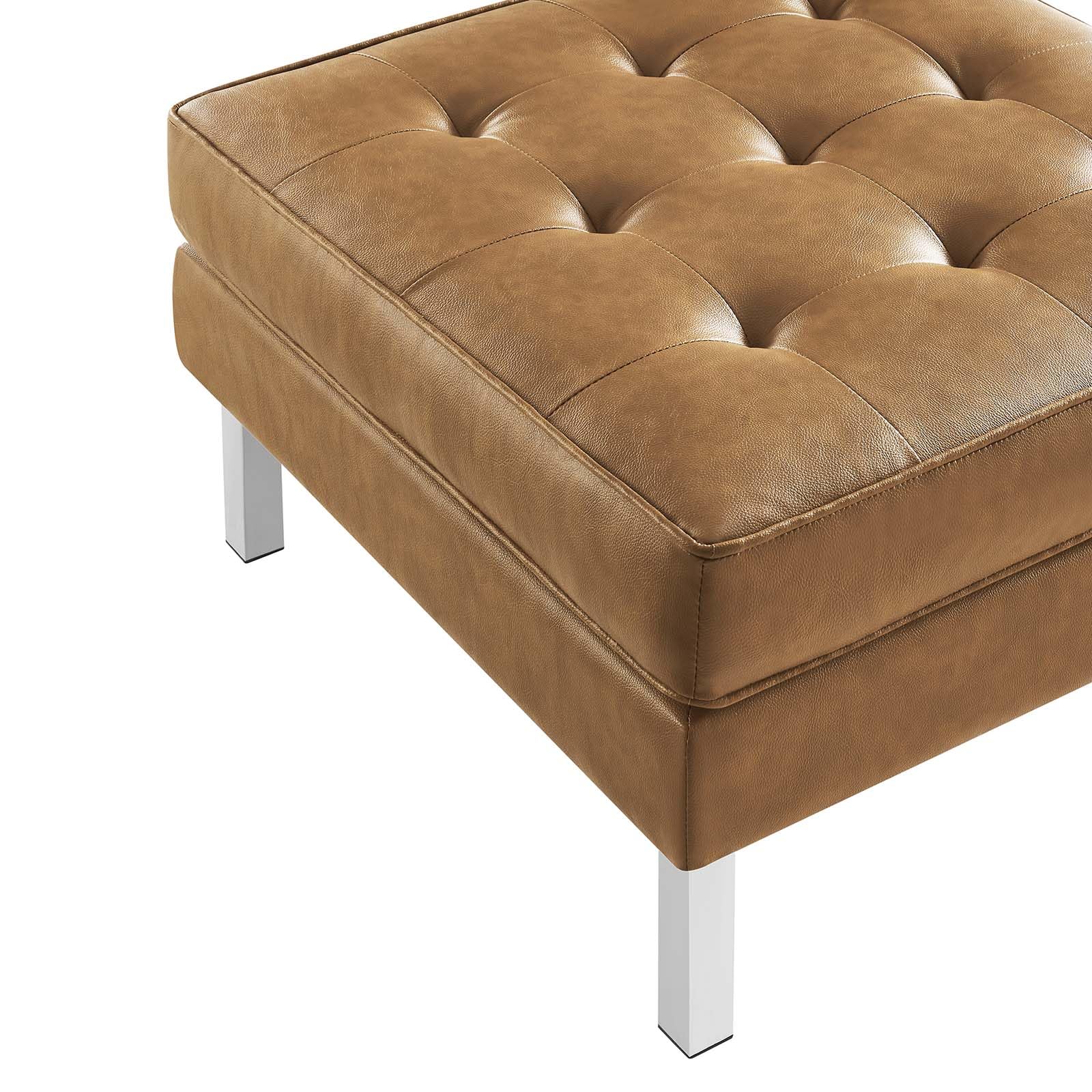 home office desk chairs | CasaFoyer Loft Tufted Button Faux Leather Ottoman | Luxurious Upholstery | Sleek Design | Stainless Steel Frame | Perfect for Sophisticated Living Rooms | 300 lb Weight Capacity | casafoyer.myshopify.com