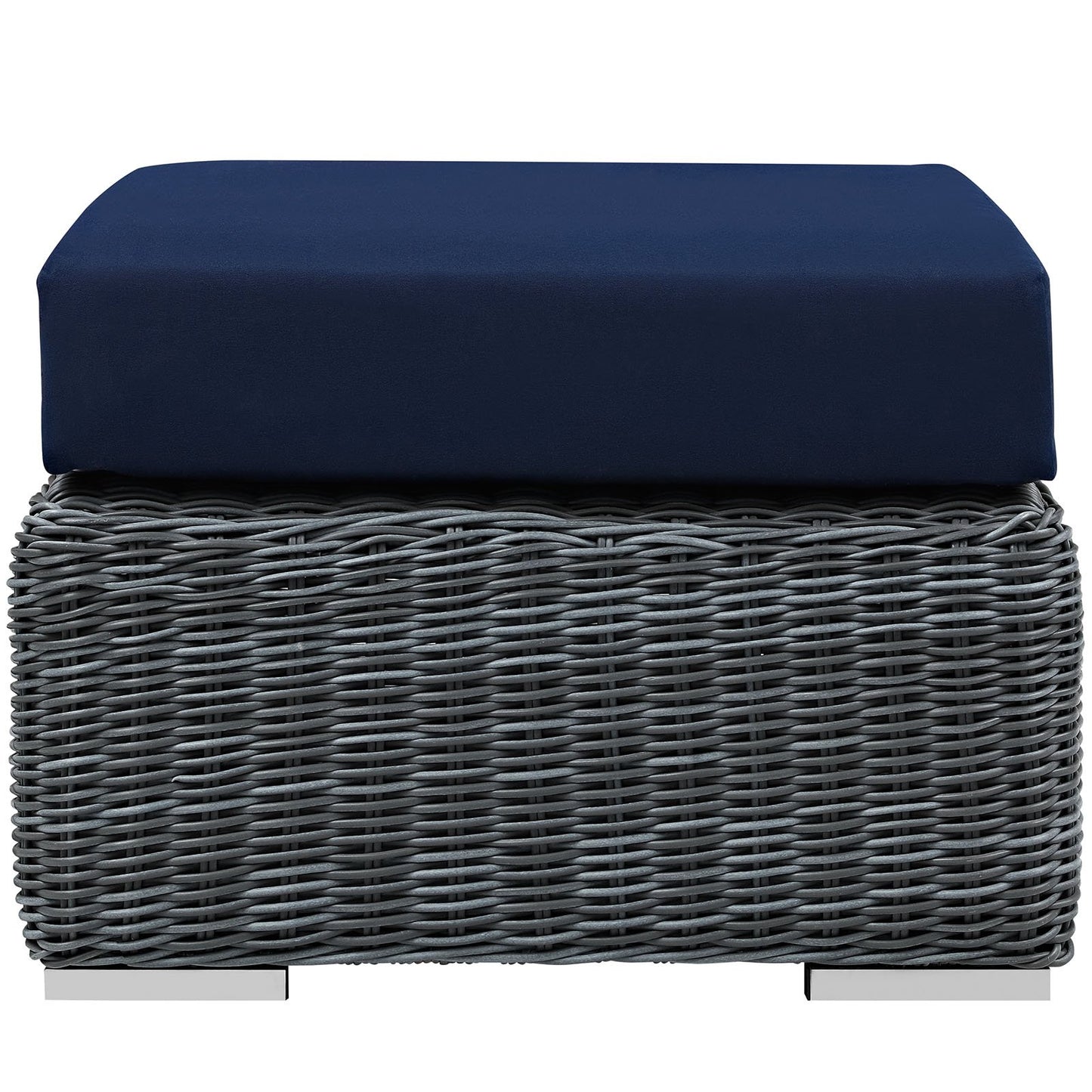 ottomans | CasaFoyer Summon Outdoor Patio Ottoman | Ultimate Comfort & Quality | Two-Tone Rattan Weave | Sunbrella Cushions | Powder-Coated Aluminum Frame | Sleek & Modern Design | Perfect for Patio, Backyard, Poolside | Includes 1 Ottoman | casafoyer.myshopify.com