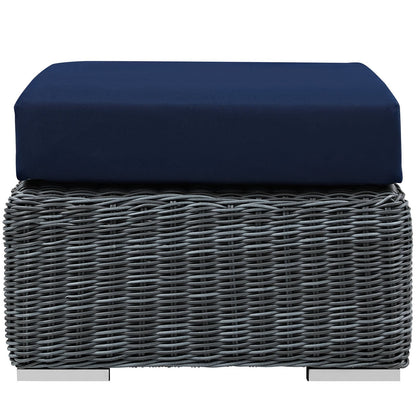 ottomans | CasaFoyer Summon Outdoor Patio Ottoman | Ultimate Comfort & Quality | Two-Tone Rattan Weave | Sunbrella Cushions | Powder-Coated Aluminum Frame | Sleek & Modern Design | Perfect for Patio, Backyard, Poolside | Includes 1 Ottoman | casafoyer.myshopify.com