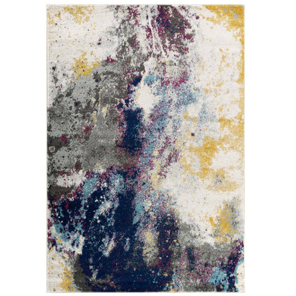 Carpet & Rugs | CasaFoyer Entourage Adeline Contemporary Modern Abstract Area Rug | 8x10 | Blue/Gray/Yellow/Ivory/Pink | Durable Frise Polypropylene | Non-Shedding | Stain Resistant | casafoyer.myshopify.com