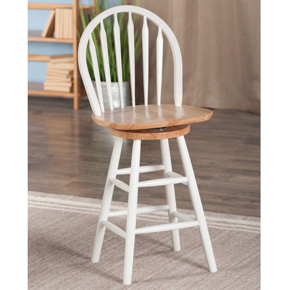 barstools | CasaFoyer  Wood Wagner 30 Arrow-back Windsor Swivel Stool | Classic Style | 29.93 High Swivel Seat | 360-degree Swivel | Double Box Stretchers | Solid Wood | 220lbs Capacity | Clear Lacquer Finish | Minimal Assembly Required | casafoyer.myshopify.com