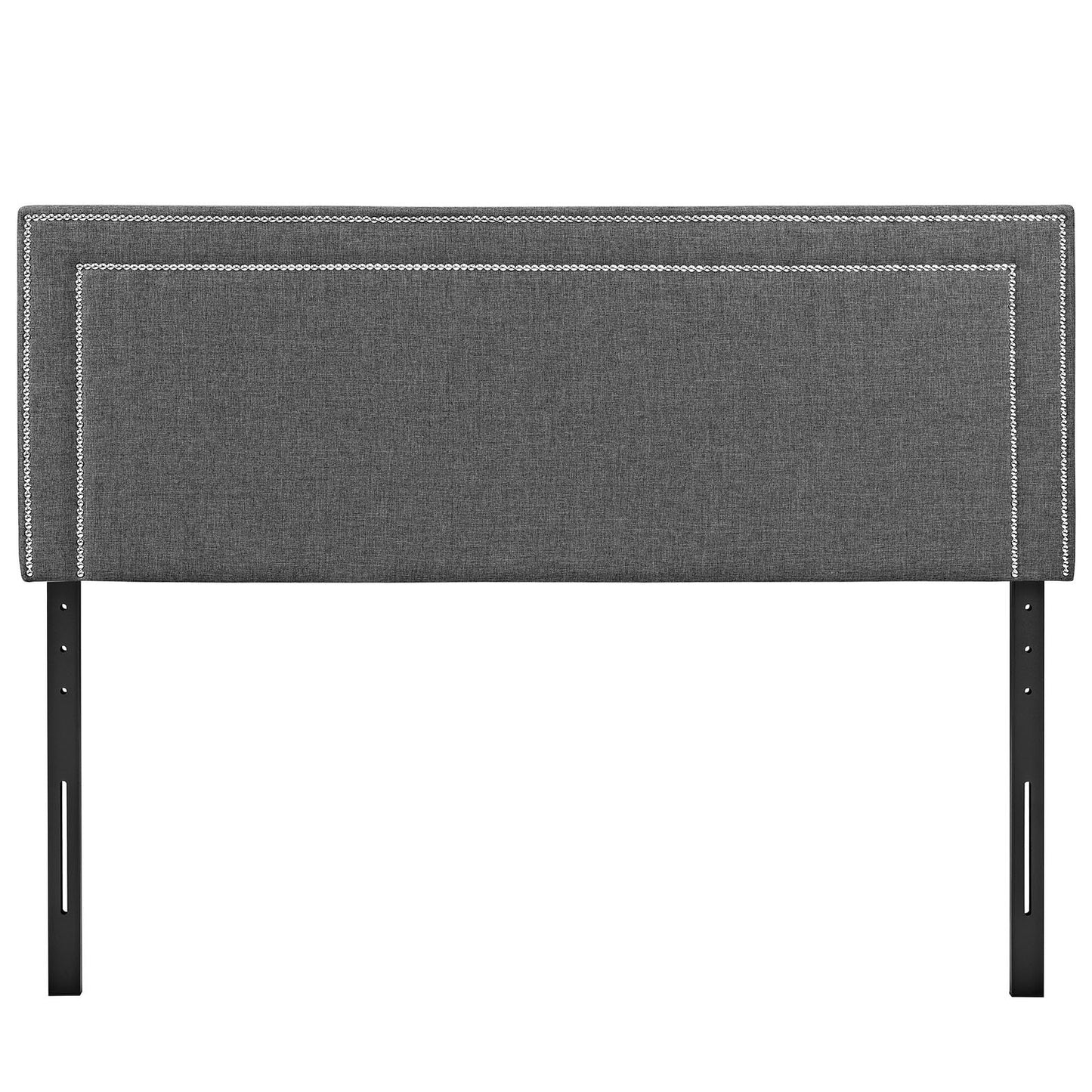 Bed | CasaFoyer  Jessamine Linen Fabric Upholstered Full Headboard | Modern Design | Silver Nail Button Trim | Soft & Comfortable | Fits Most Full Beds | Gray | casafoyer.myshopify.com