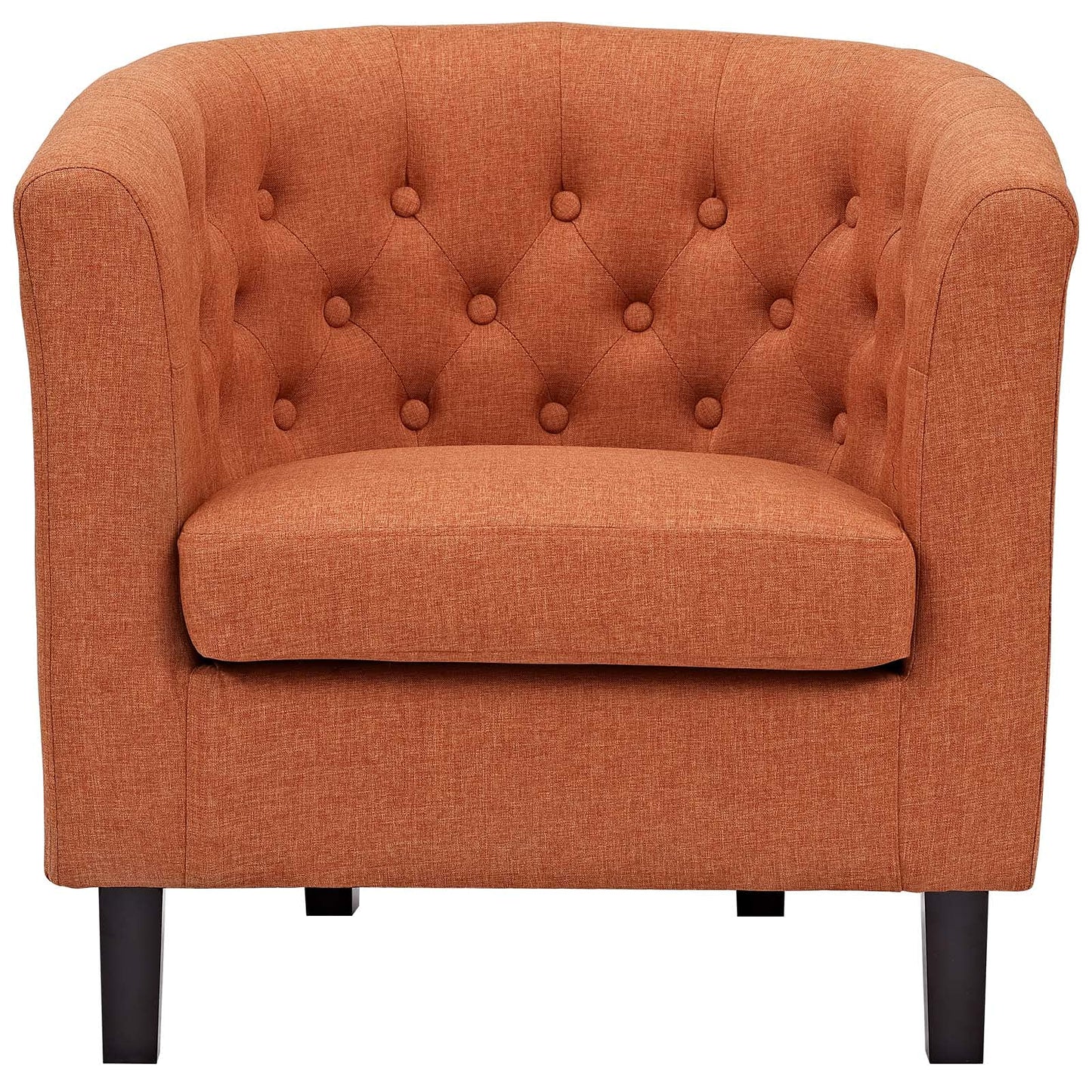 home office desk chairs | CasaFoyer Prospect Armchair | Chesterfield Design | Button Tufted | Espresso Stained Legs | Cozy Foam Padding | Modern Lounge Piece | Orange | casafoyer.myshopify.com