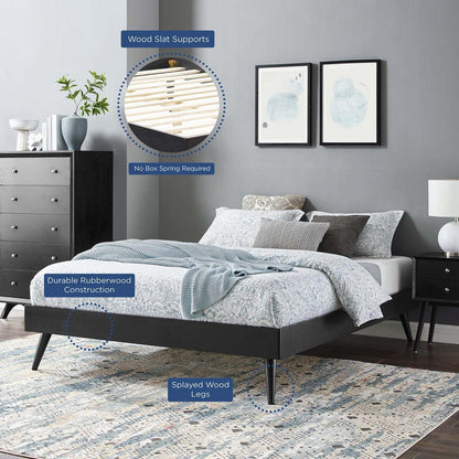 Bed | CasaFoyer Margo Full Platform Bed Frame | Mid-Century Design | Interchangeable Headboards | Durable Wood Construction | No Box Spring Needed | Easy Assembly | Black | casafoyer.myshopify.com
