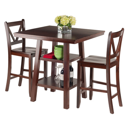 childrens table and chair sets | CasaFoyer Orlando High Table & V-Back Stool Set | Charming Country Home Antique Design | Ample Storage | Solid Wood Construction | Assembly Required | 33.8W x 33.8D x 36H | 24 Stool Height | 2 Boxes | 52.91 lbs. | casafoyer.myshopify.com
