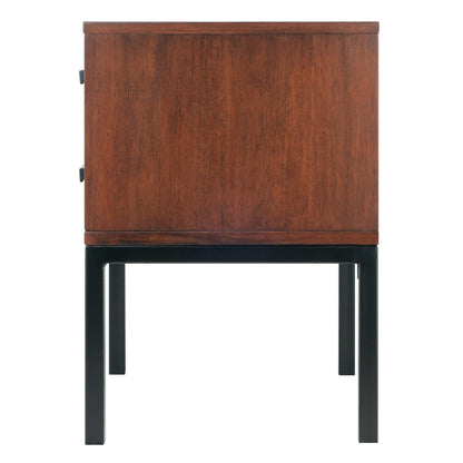 end tables | Ergode Mosaic Wood-Tile Jefferson End Table | Spacious Drawer | Steel Tube Legs | Nutmeg Wood Finish | Satin Black Coating | casafoyer.myshopify.com