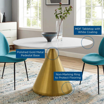 patio dining tables | CasaFoyer Tupelo 47 Dining Table | Modern Style | Mid-Century Charm | Polished Gold Base | White Finish | Non-Marking Ring | Easy Cleaning | Assembly Required | casafoyer.myshopify.com