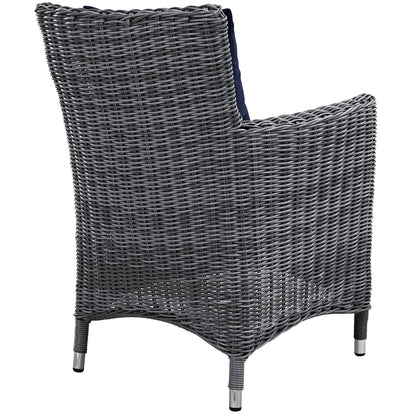 Patio Furniture Sets | Summon Outdoor Patio Dining Arm Chair | Two-Tone Rattan Weave | Sunbrella Cushions | Aluminum Frame | Ultimate Comfort & Quality | casafoyer.myshopify.com