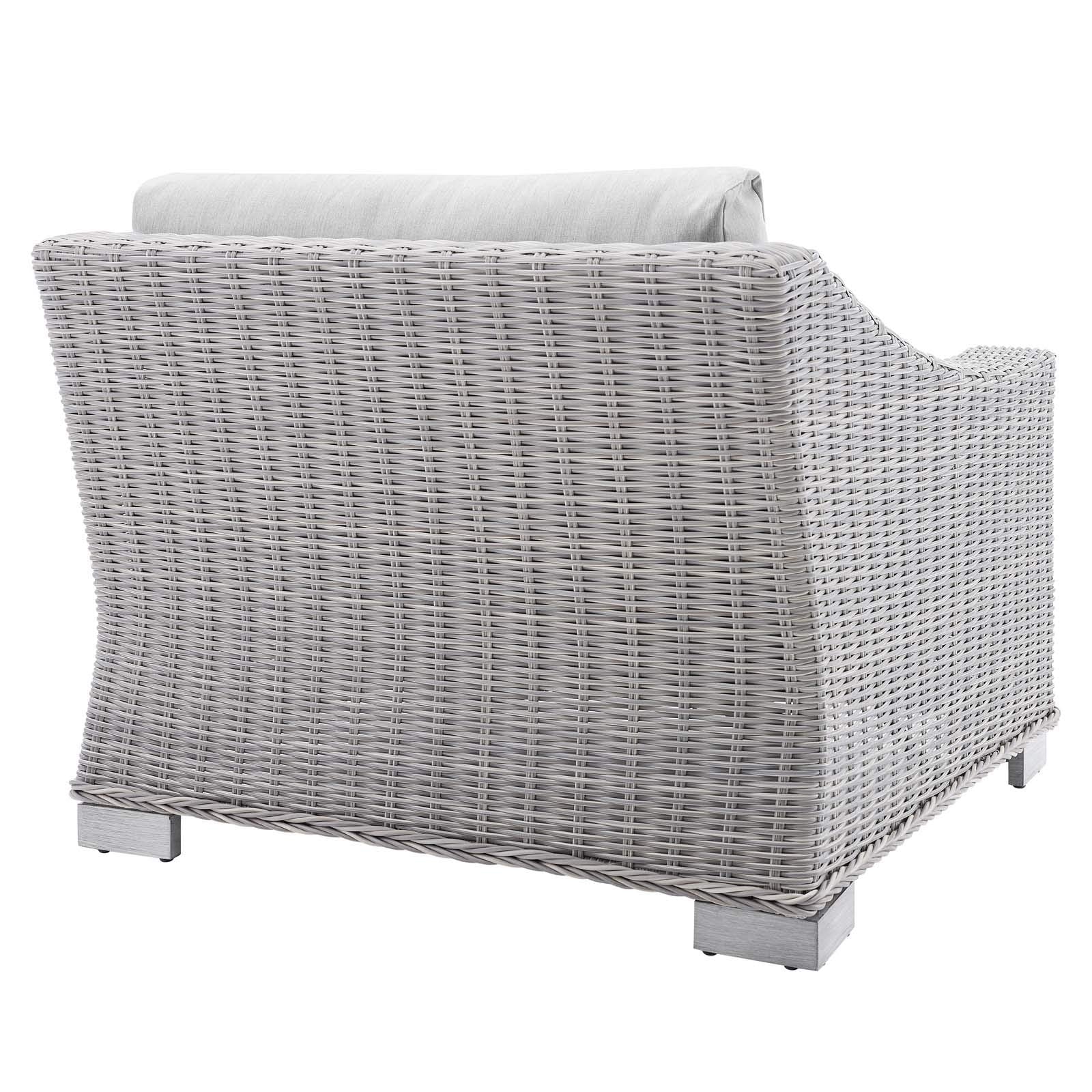 patio bistro sets | CasaFoyer Conway Outdoor Patio Wicker Rattan Left-Arm Sectional Sofa Chair | Light Gray | UV-Resistant | Modular Design | Powder-Coated Aluminum Frame | Sunbrella Fabric | Water-Resistant | 300 lbs Weight Capacity | casafoyer.myshopify.com