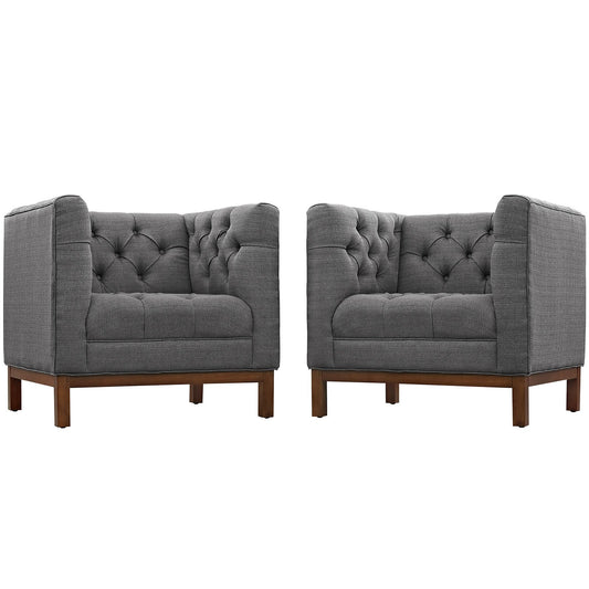 home office desk chairs | CasaFoyer Panache Collection | Tufted Button Armchairs | Vintage Elegance & Cozy Sophistication | Solid Wood Legs & Premium Fabric Upholstery | Set of 2 | casafoyer.myshopify.com