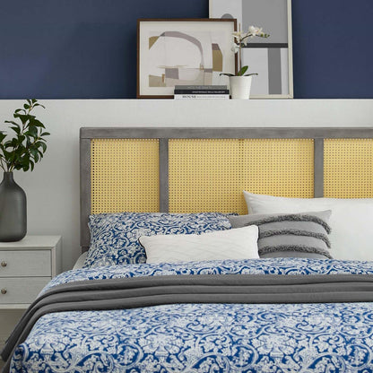 headboards | CasaFoyer Delmare Cane Woven Rattan Full Headboard | Tropical Design | Natural Wood Frame | Fits Any Decor | Durable & Customizable | Gray | casafoyer.myshopify.com