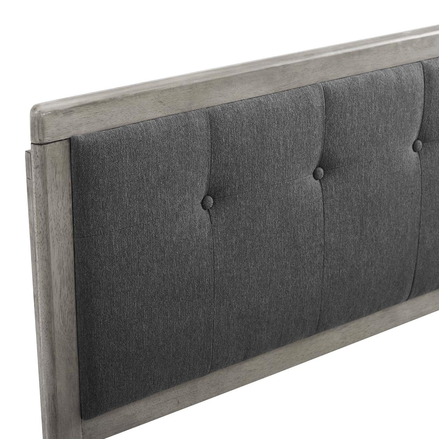 headboards | CasaFoyer Draper Tufted Wood King Headboard | Sleek Mid-Century Design | Button Tufted Pattern | Durable Construction | Gray Charcoal | casafoyer.myshopify.com