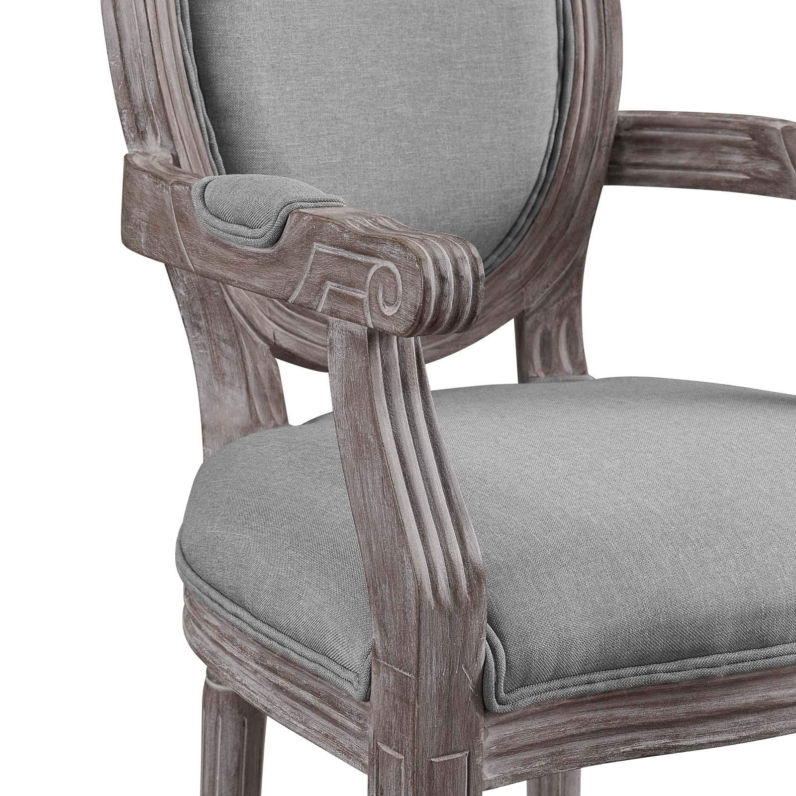 home office desk chairs | CasaFoyer Emanate Dining Armchair Set | Fluted Wood Frame | Upholstered Fabric Seat | Vintage French Aesthetic | Set of 2 | Light Gray | casafoyer.myshopify.com