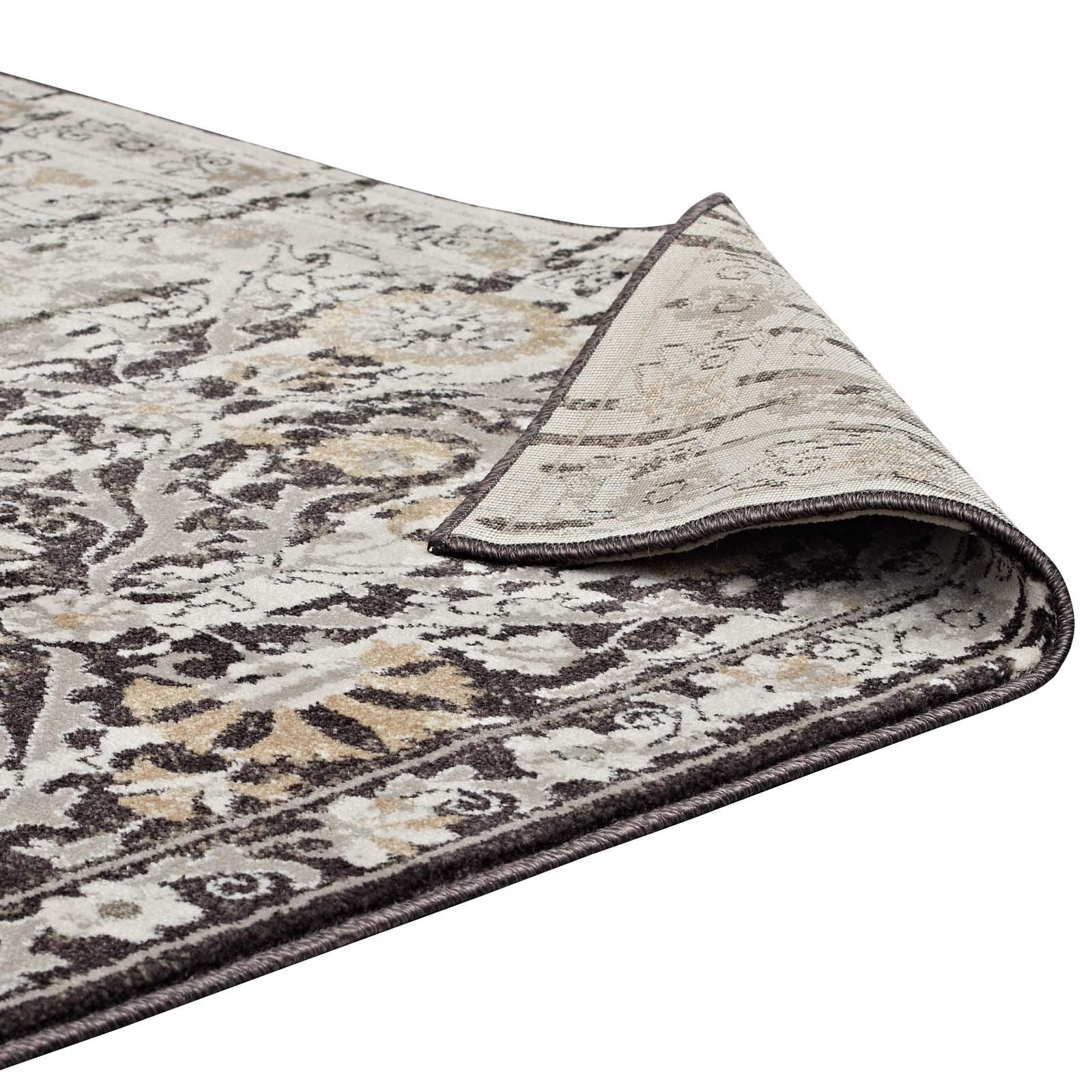 Carpet & Rugs | CasaFoyer Ganesa Distressed Diamond Floral Lattice Area Rug | Durable | Elegant Design | Stain-Resistant | 5x8 Size | Black and Beige | casafoyer.myshopify.com