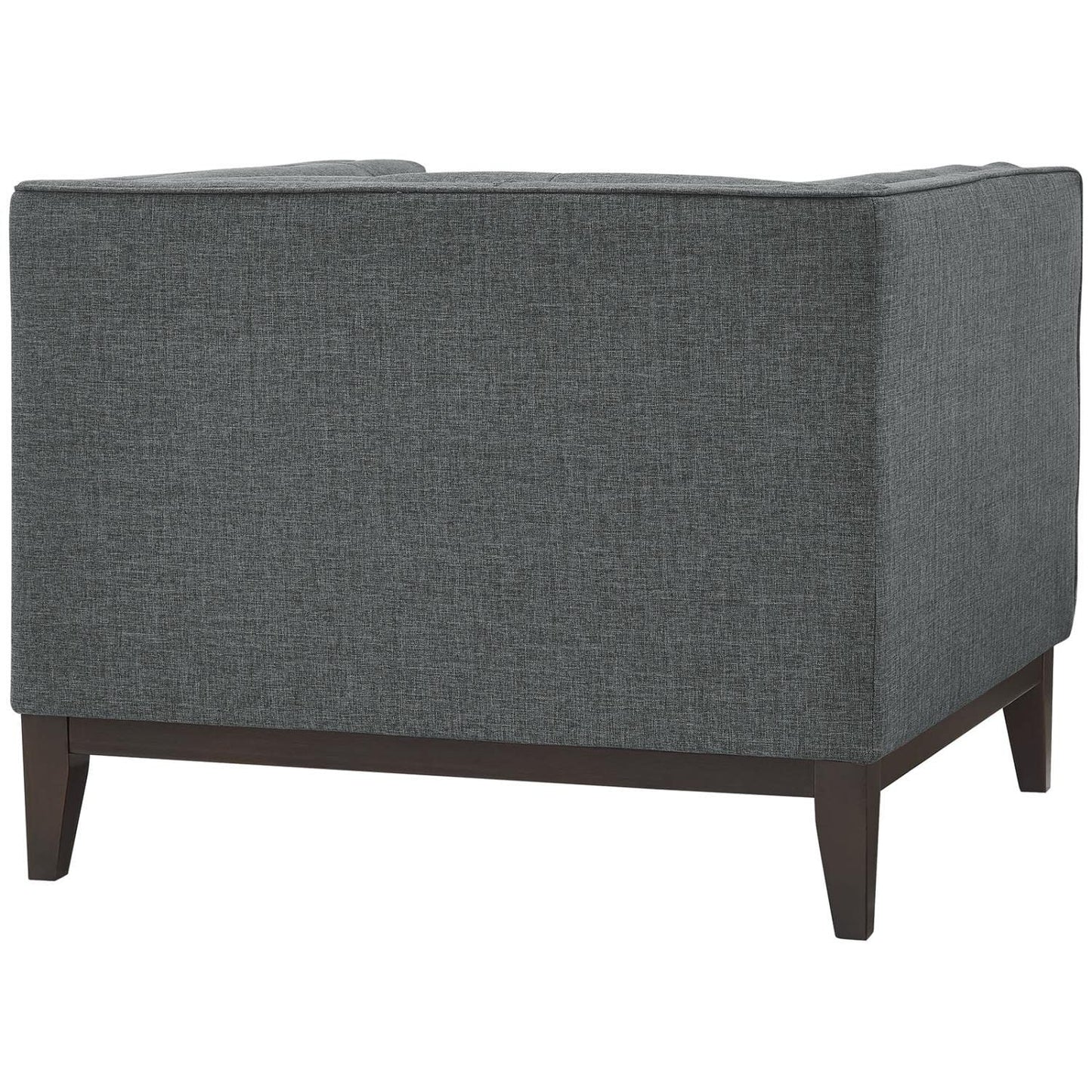 Chair | Serve Armchair | Tufted Buttons | Polyester Upholstery | Comfortable Seating | Walnut Stained Legs | Non-Marking Foot Caps | Perfect for Living Rooms, Lounges, and Reception Areas | casafoyer.myshopify.com
