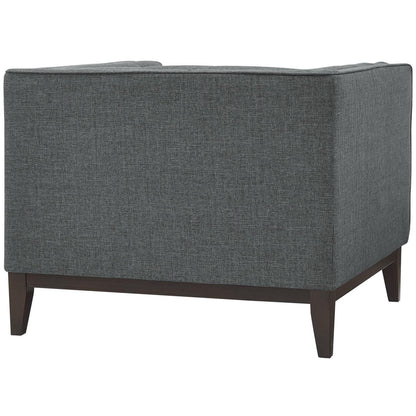 Chair | Serve Armchair | Tufted Buttons | Polyester Upholstery | Comfortable Seating | Walnut Stained Legs | Non-Marking Foot Caps | Perfect for Living Rooms, Lounges, and Reception Areas | casafoyer.myshopify.com