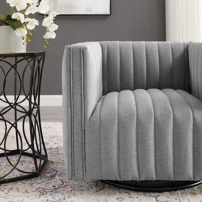 home office desk chairs | CasaFoyer Conjure Channel Tufted Fabric Upholstered Swivel Armchair | Luxurious Comfort | Stylish Design | Glam Deco Style | Premium Seating | Rotating Base | Sturdy & Durable | Fully Assembled | casafoyer.myshopify.com