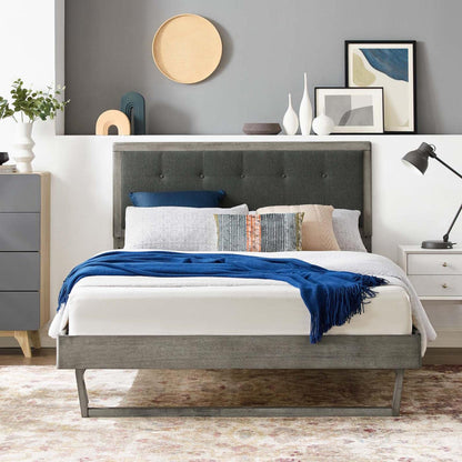 bed frames | CasaFoyer Willow Tufted Wood Queen Platform Bed | Contemporary Charm | Vintage Accents | Natural Beauty | Sturdy Materials | No Box Spring Needed | Easy Assembly | 601 lbs Weight Capacity | Gray Charcoal | casafoyer.myshopify.com