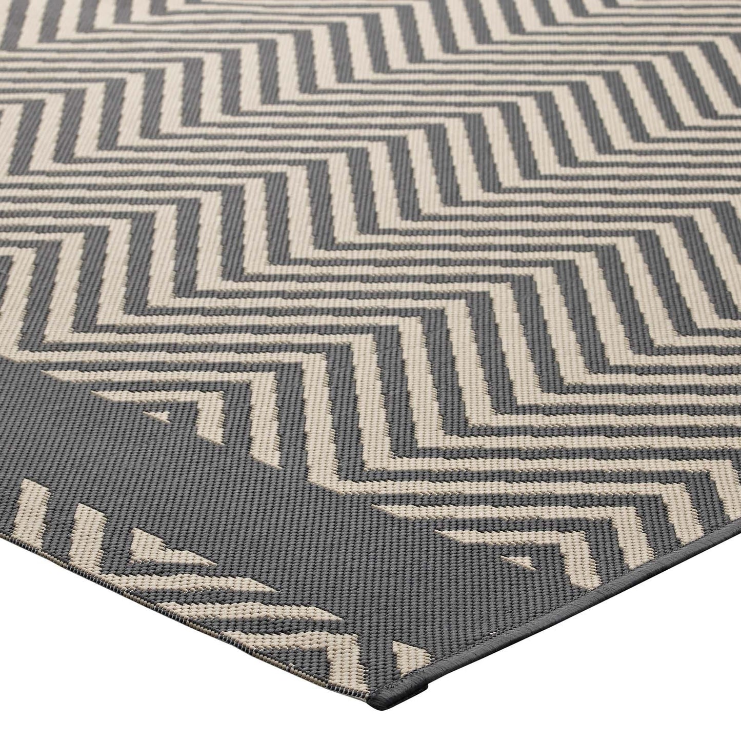 area rugs | CasaFoyer Optica Chevron With End Borders 5x8 Indoor/Outdoor Area Rug | Stylish, Durable, Fade & Stain Resistant | All-Weather | Gray/Beige | casafoyer.myshopify.com
