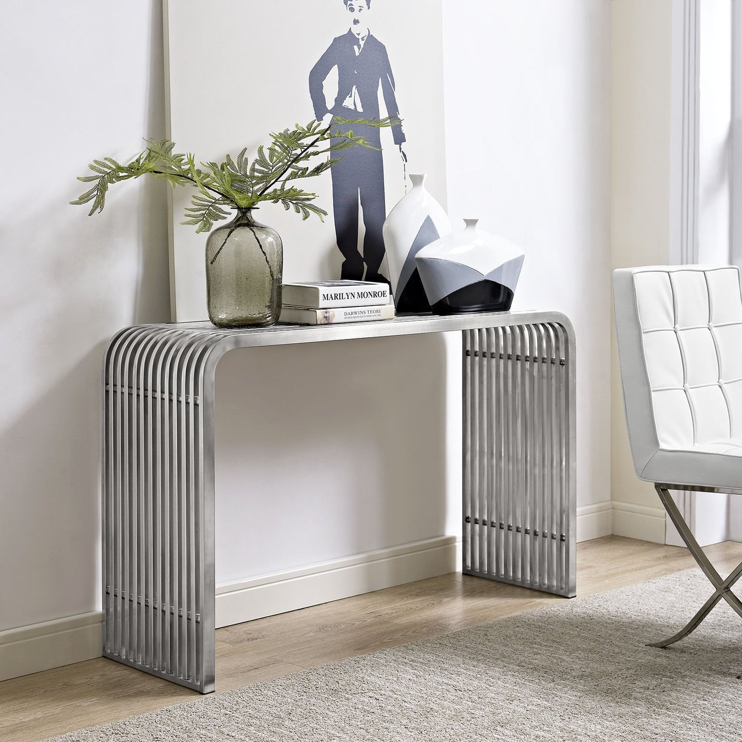 sofa tables | Ergode Pipe Console Table | Polished Steel Tubes | Sturdy Side Beam | Modern Entryway, Hallway, Living Room Furniture | casafoyer.myshopify.com