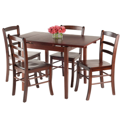 childrens table and chair sets | CasaFoyer Pulman Extension Table Set | Solid Wood | Walnut Finish | 48W x 29.9D | 5-Pc with Ladder Back Chairs | Easily Extendable | casafoyer.myshopify.com