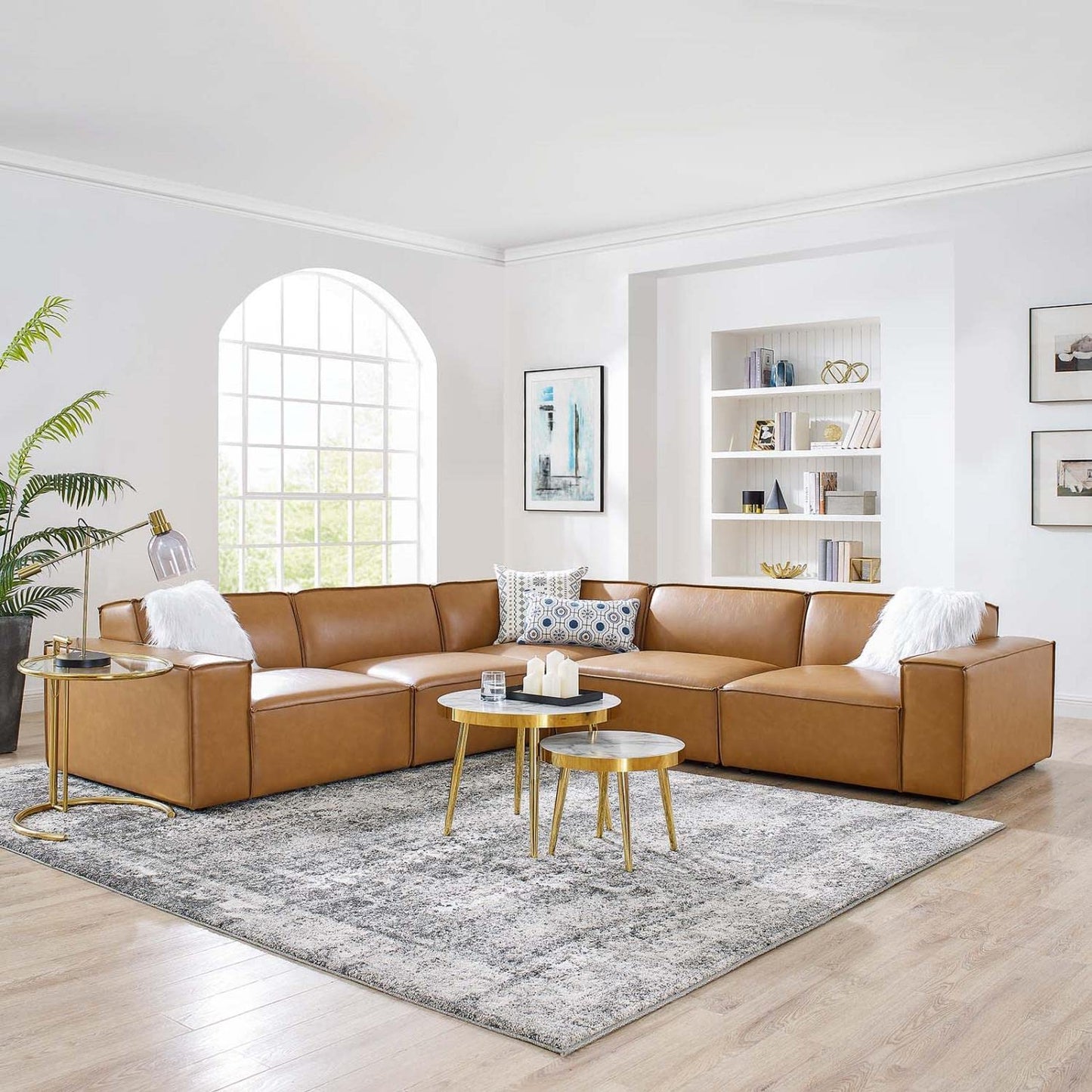 kitchen and dining room sets | CasaFoyer Restore Vegan Leather 5-Piece Sectional Sofa | Minimalist Elegance | French Piping | Comfortable Seating | Sturdy & Durable | Non-Marking Foot Caps | casafoyer.myshopify.com