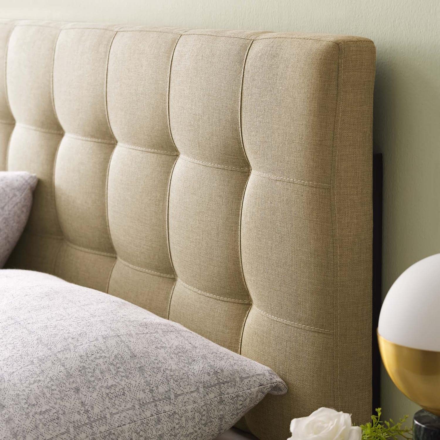 headboards | CasaFoyer  Lily King Upholstered Linen Fabric Tufted Headboard | Elegant Design | Durable Construction | Lightweight | Beige | casafoyer.myshopify.com