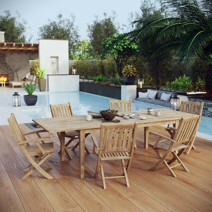 kitchen and dining room sets | CasaFoyer Premium Teak Wood Outdoor Set | Marina Collection | 7 Piece Patio Dining Set | Table & Armchairs | All-Weather Cushions | Sturdy & Contemporary Design | casafoyer.myshopify.com