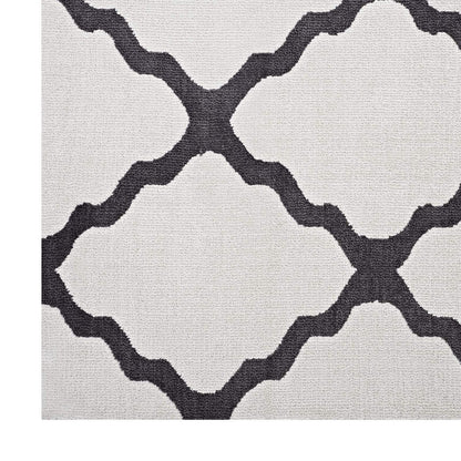 Carpet & Rugs | CasaFoyer Marja Moroccan Trellis Area Rug | Elegant Lattice Design | Soft Polyester Microfiber | Durable Jute Bottom | Stain Resistant | Easy to Maintain | 5x8 Ivory/Charcoal | casafoyer.myshopify.com