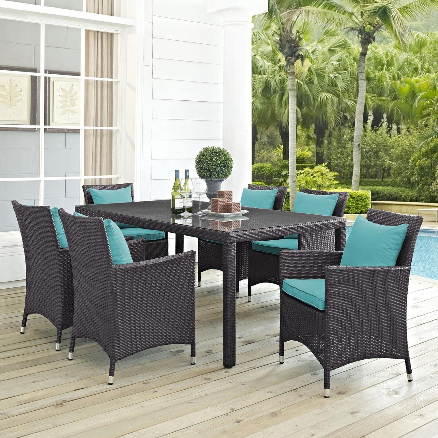 kitchen and dining room sets | CasaFoyer Marina Teak Wood Outdoor Patio Furniture Sofa Sectional Set | Ultimate Luxury & Comfort | Durable All-Weather Design | Includes 8 Pieces | casafoyer.myshopify.com