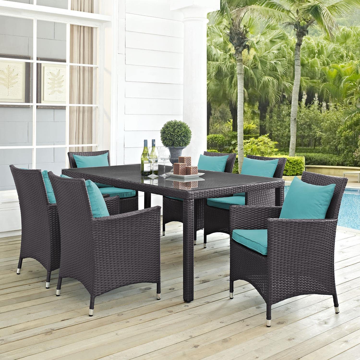 kitchen and dining room sets | CasaFoyer Marina Teak Wood Outdoor Patio Furniture Sofa Sectional Set | Ultimate Luxury & Comfort | Durable All-Weather Design | Includes 8 Pieces | casafoyer.myshopify.com