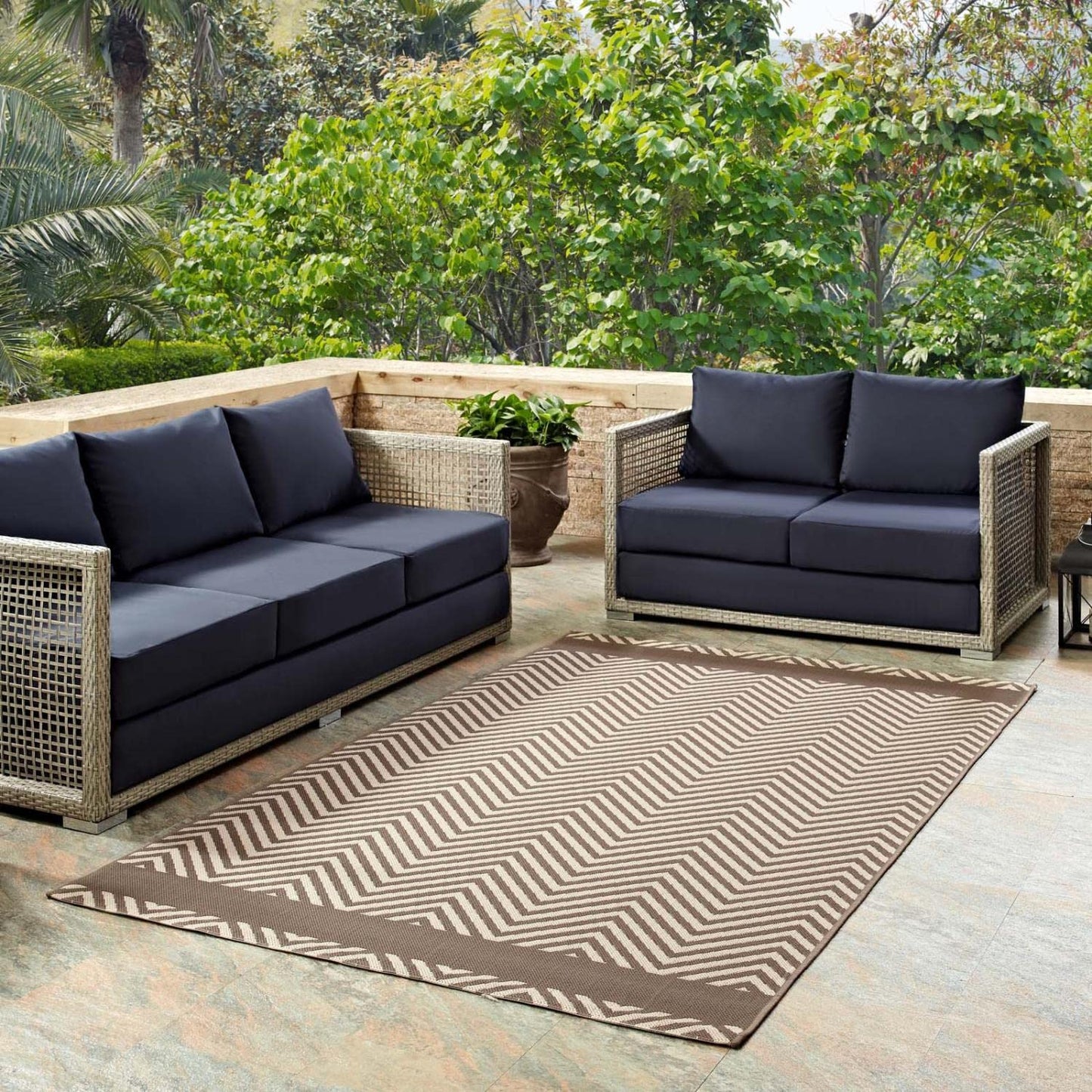 area rugs | CasaFoyer Optica Chevron With End Borders 8x10 Indoor/Outdoor Area Rug | Durable, Soft, Fade & Stain Resistant | Perfect for High-Traffic Areas | Beige | casafoyer.myshopify.com